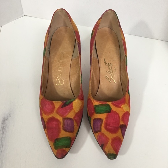 Sakowitz Gamins Heels Pumps Satin Fabric Size 6.5 - Picture 4 of 8